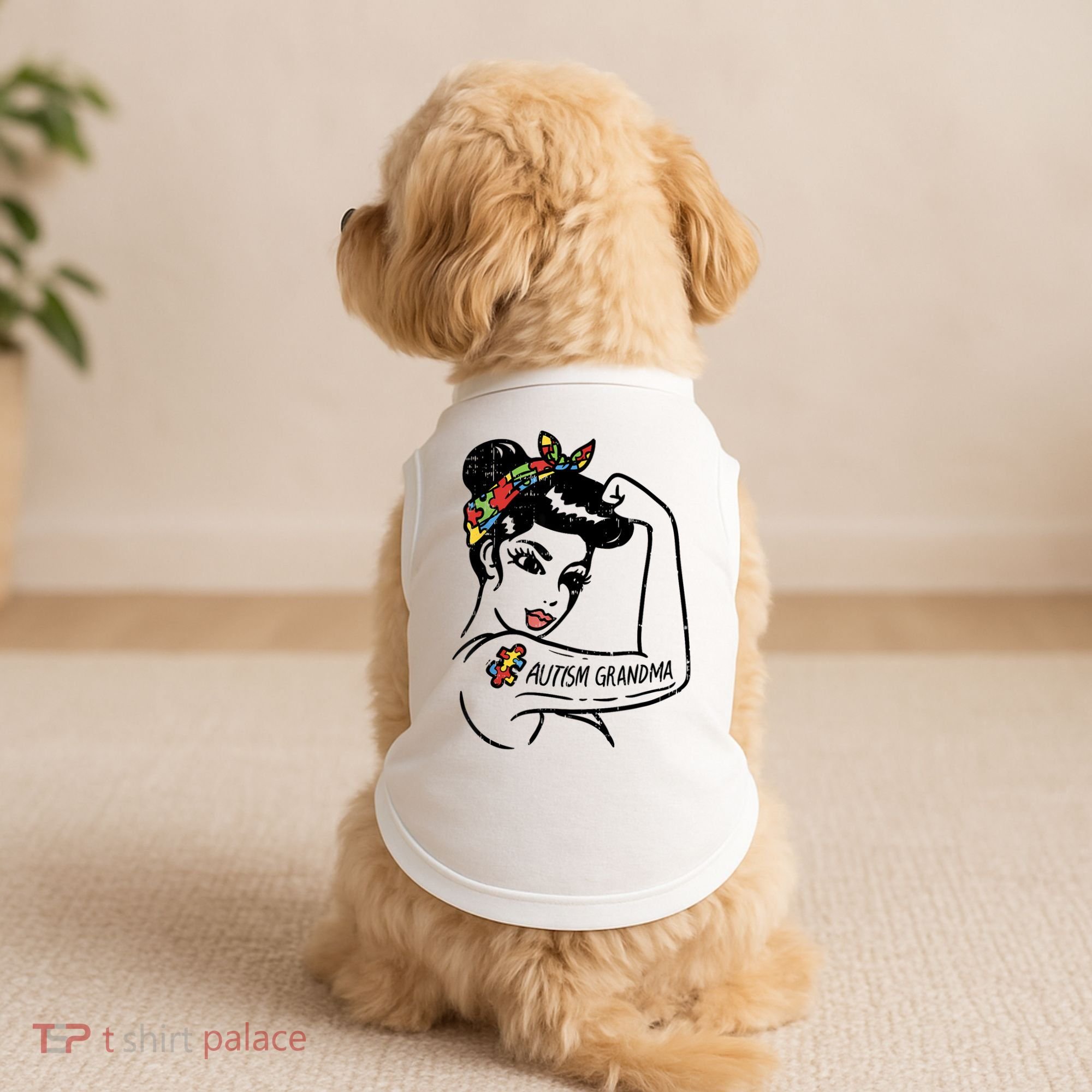 Autism   Autistic Awareness Puzzle Grandma Doggie Tank