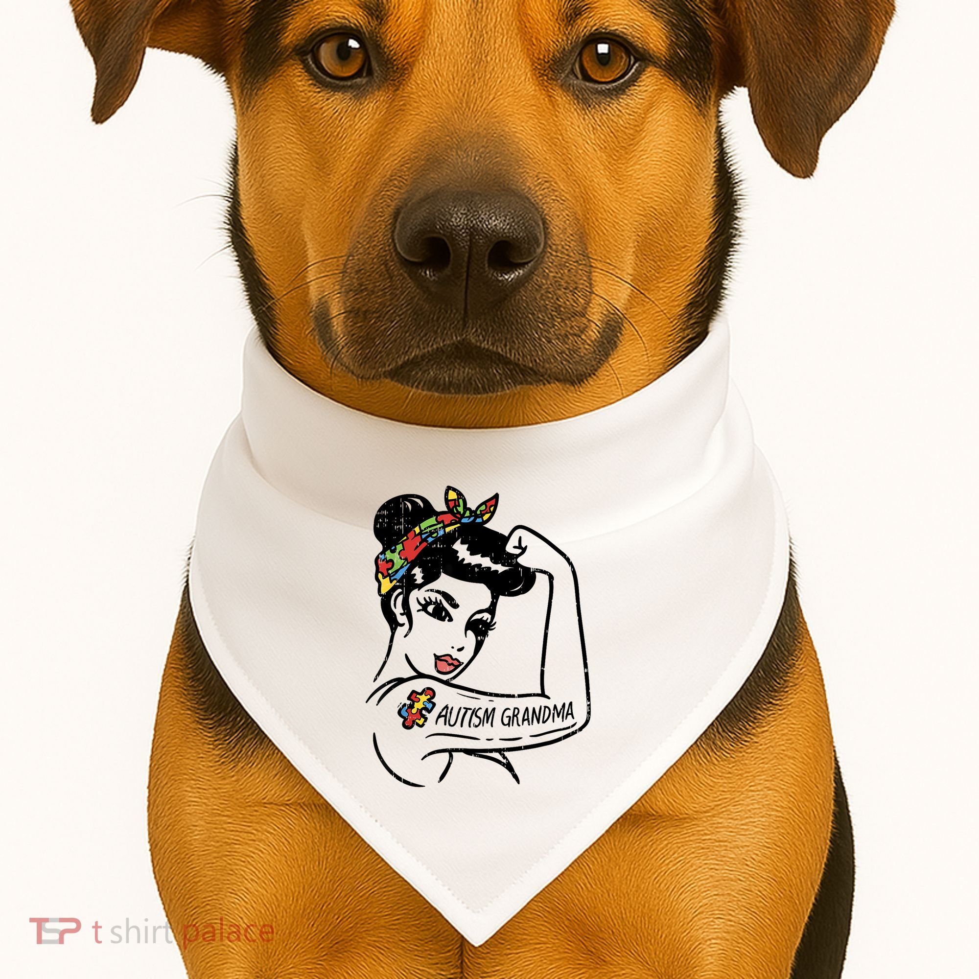 Autism   Autistic Awareness Puzzle Grandma USA-Made Doggie Bandana