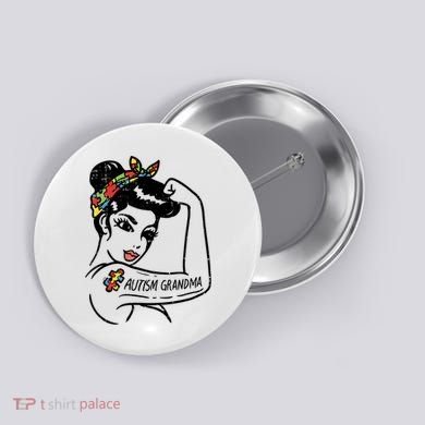 Autism   Autistic Awareness Puzzle Grandma Button