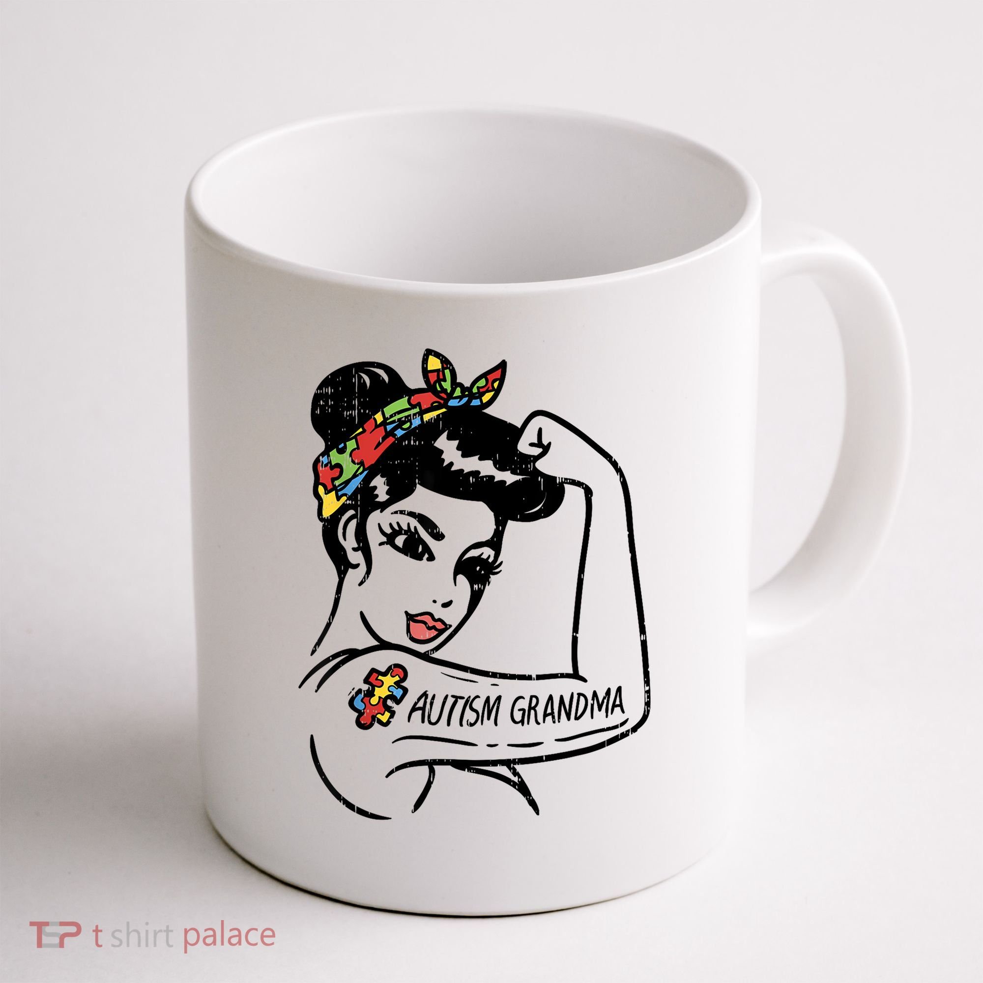 Autism   Autistic Awareness Puzzle Grandma Coffee Mug