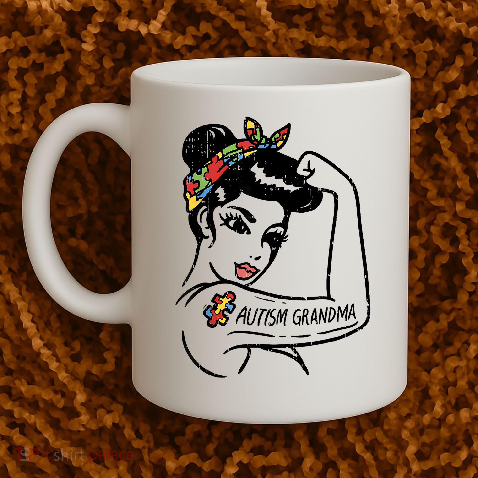 Autism   Autistic Awareness Puzzle Grandma Coffee Mug