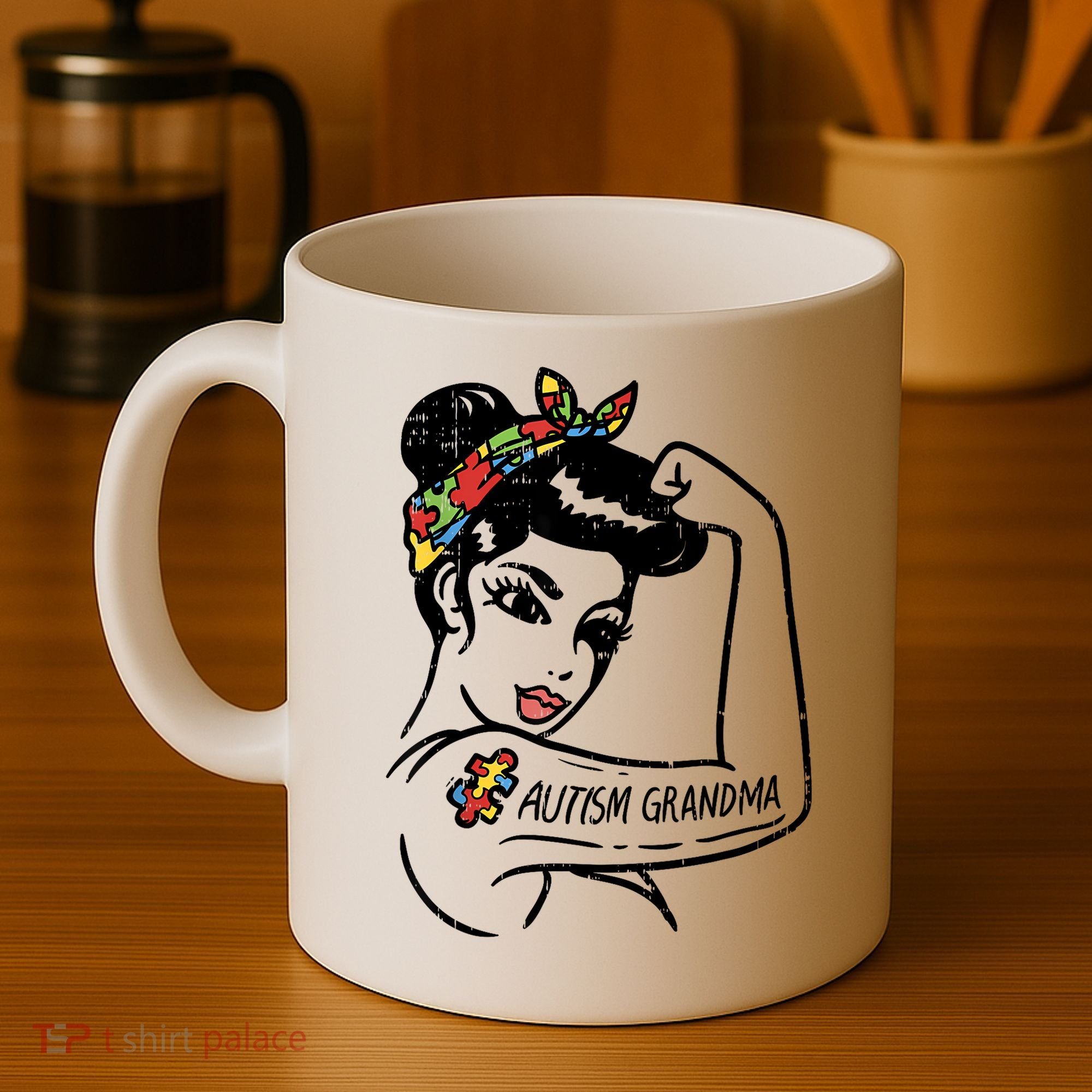 Autism   Autistic Awareness Puzzle Grandma Coffee Mug