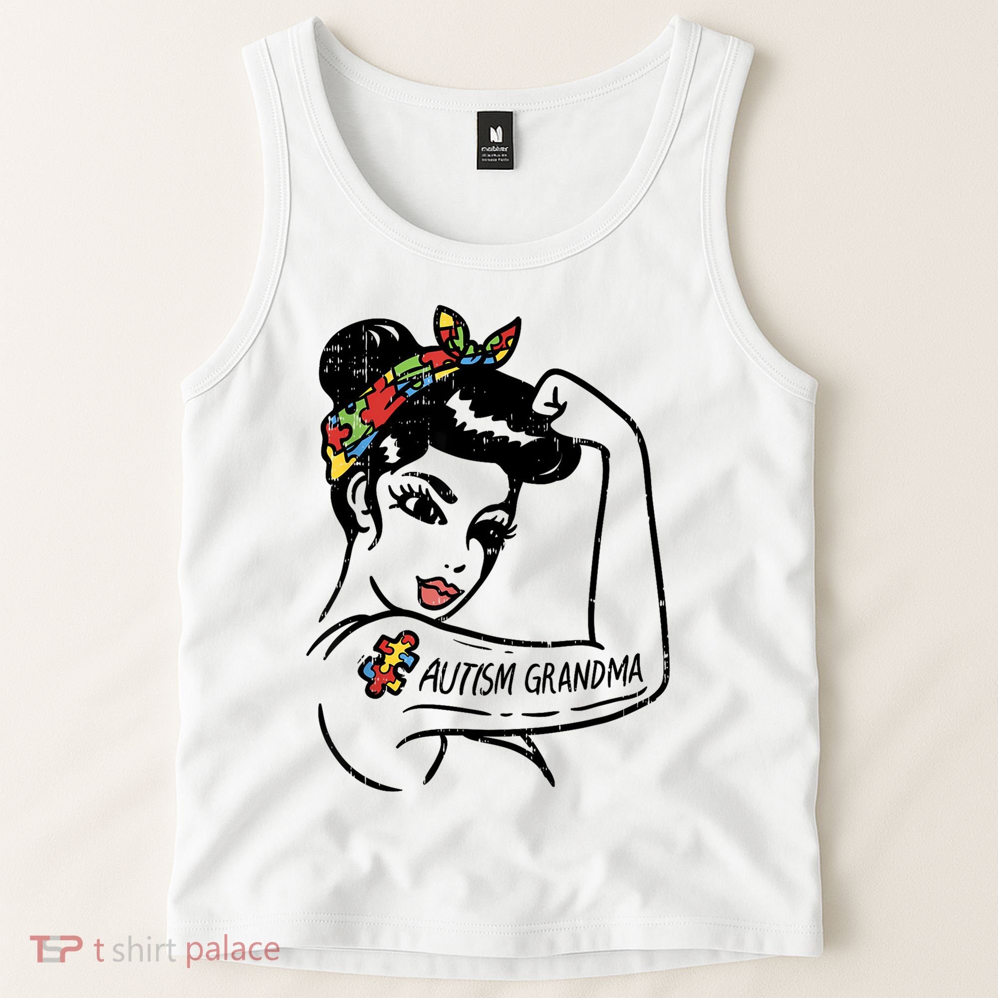 Autism   Autistic Awareness Puzzle Grandma Tank Top