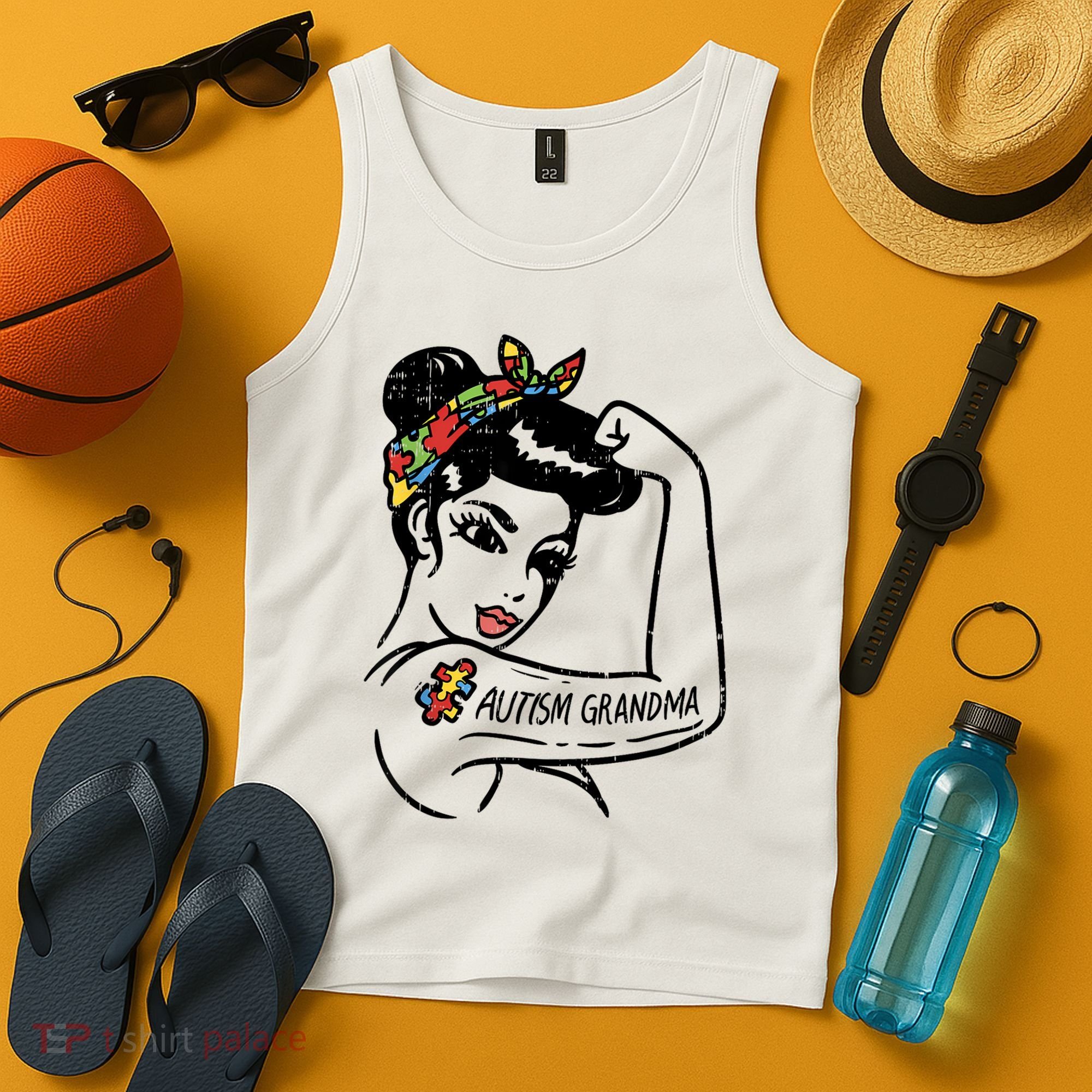 Autism   Autistic Awareness Puzzle Grandma Tank Top