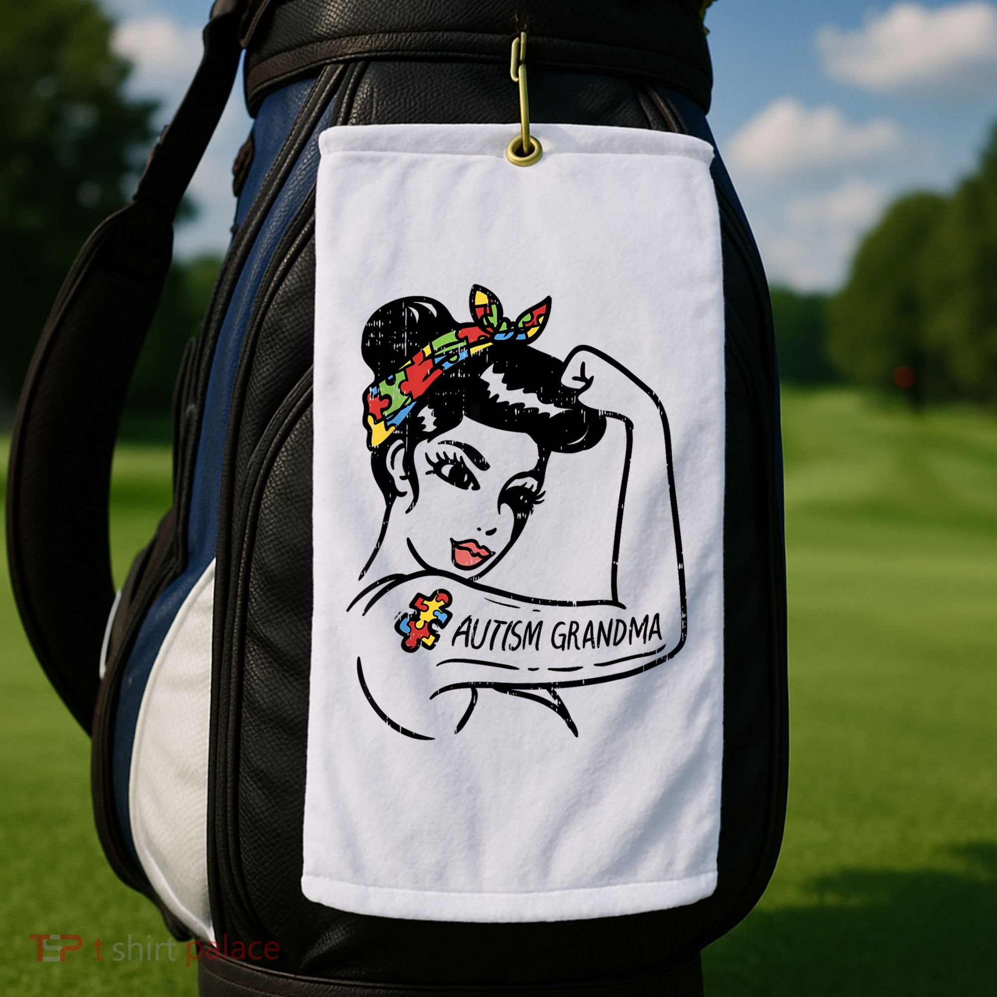 Autism   Autistic Awareness Puzzle Grandma Golf Towel