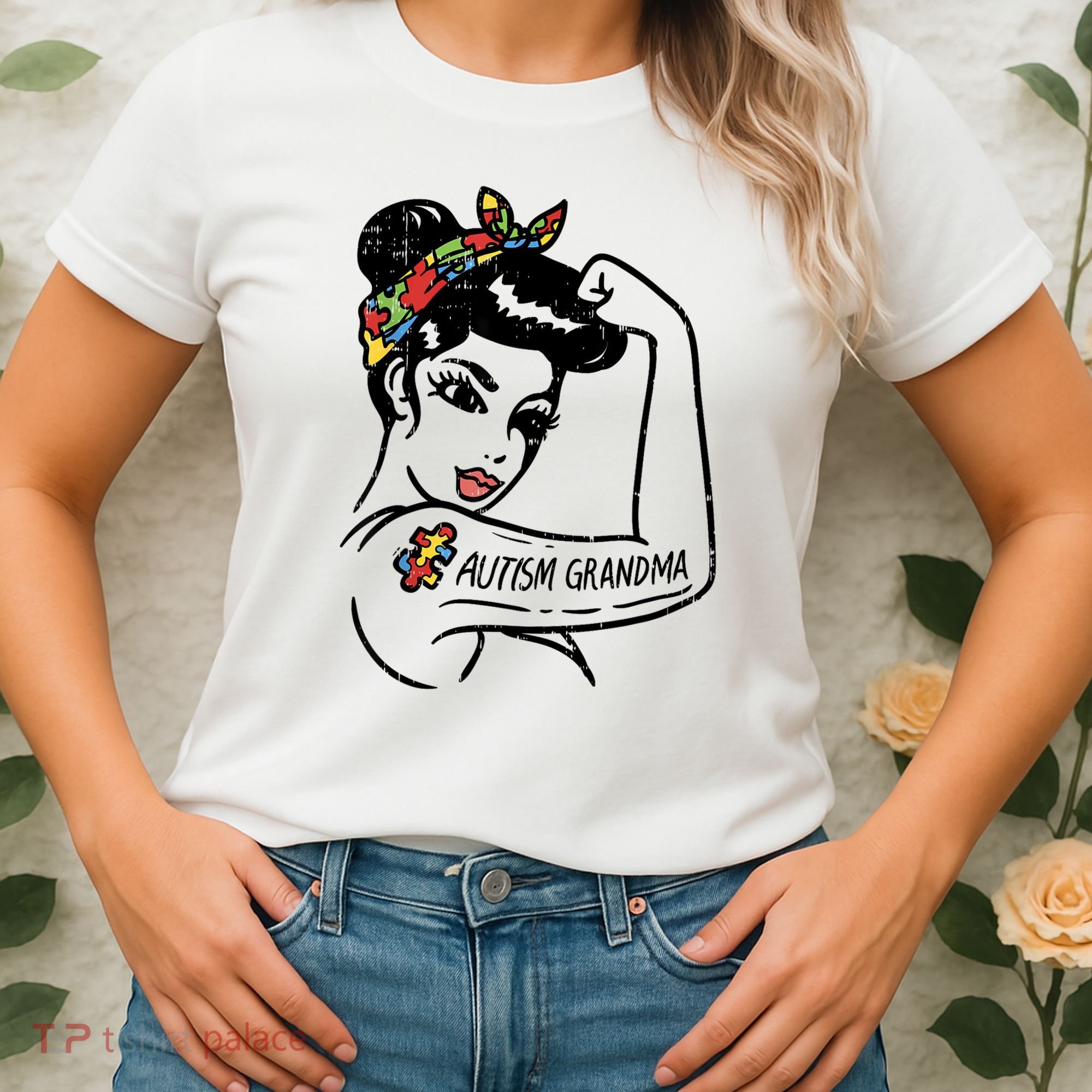 Autism   Autistic Awareness Puzzle Grandma Women's T-Shirt