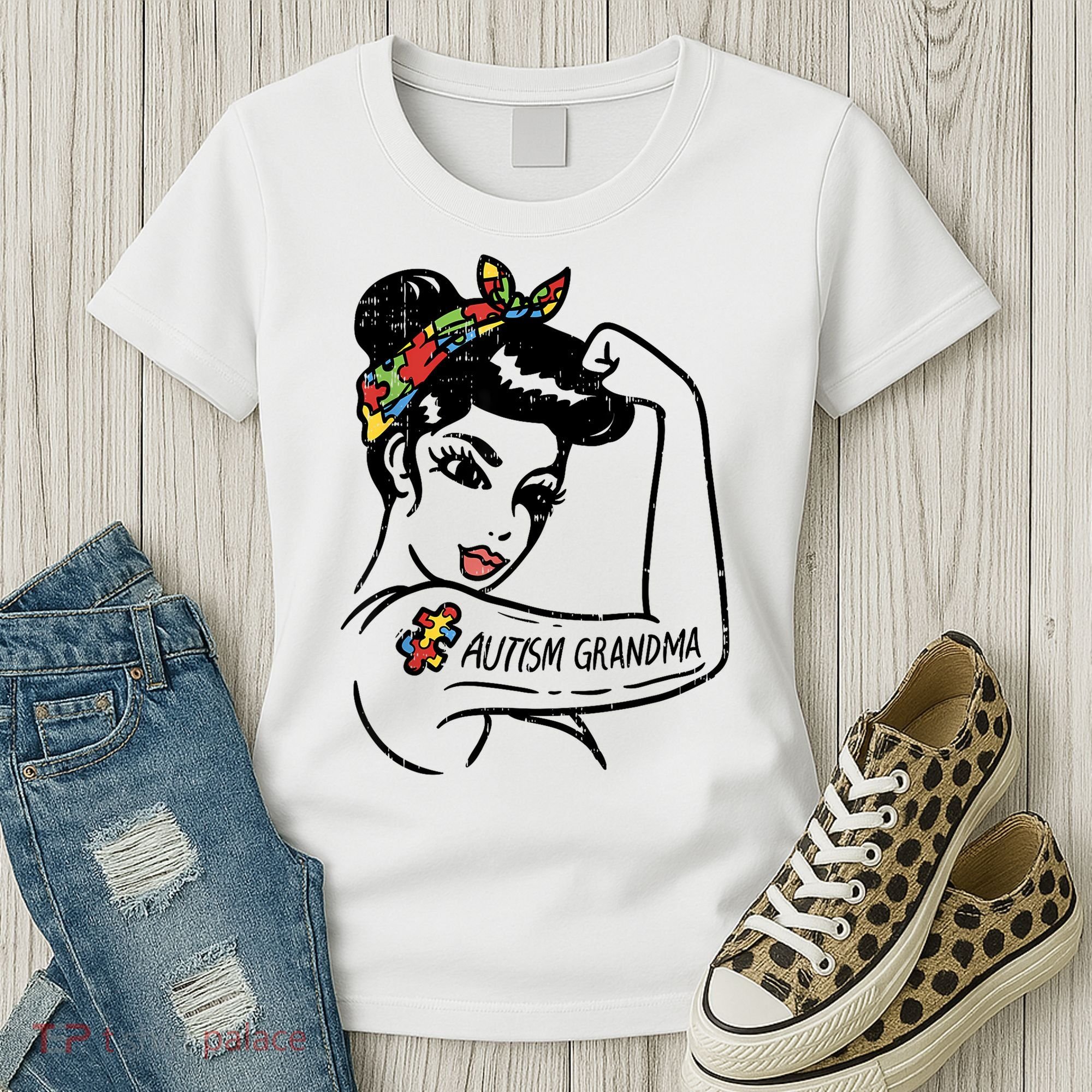 Autism   Autistic Awareness Puzzle Grandma Women's T-Shirt