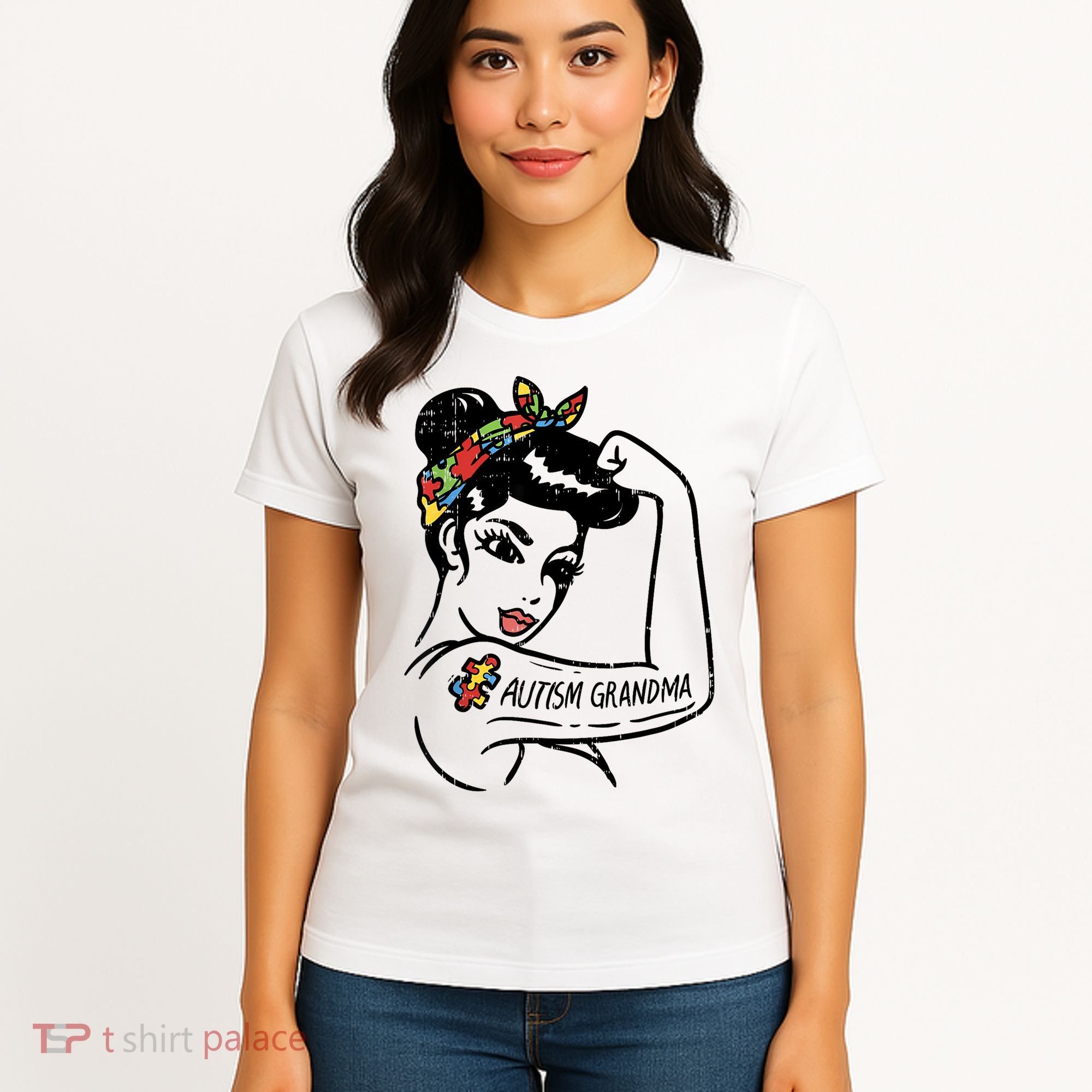 Autism   Autistic Awareness Puzzle Grandma Women's T-Shirt