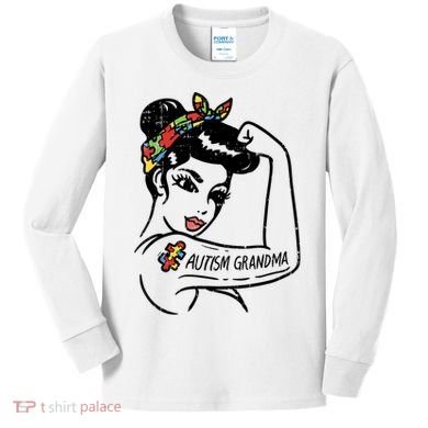 Autism   Autistic Awareness Puzzle Grandma Kids Long Sleeve Shirt