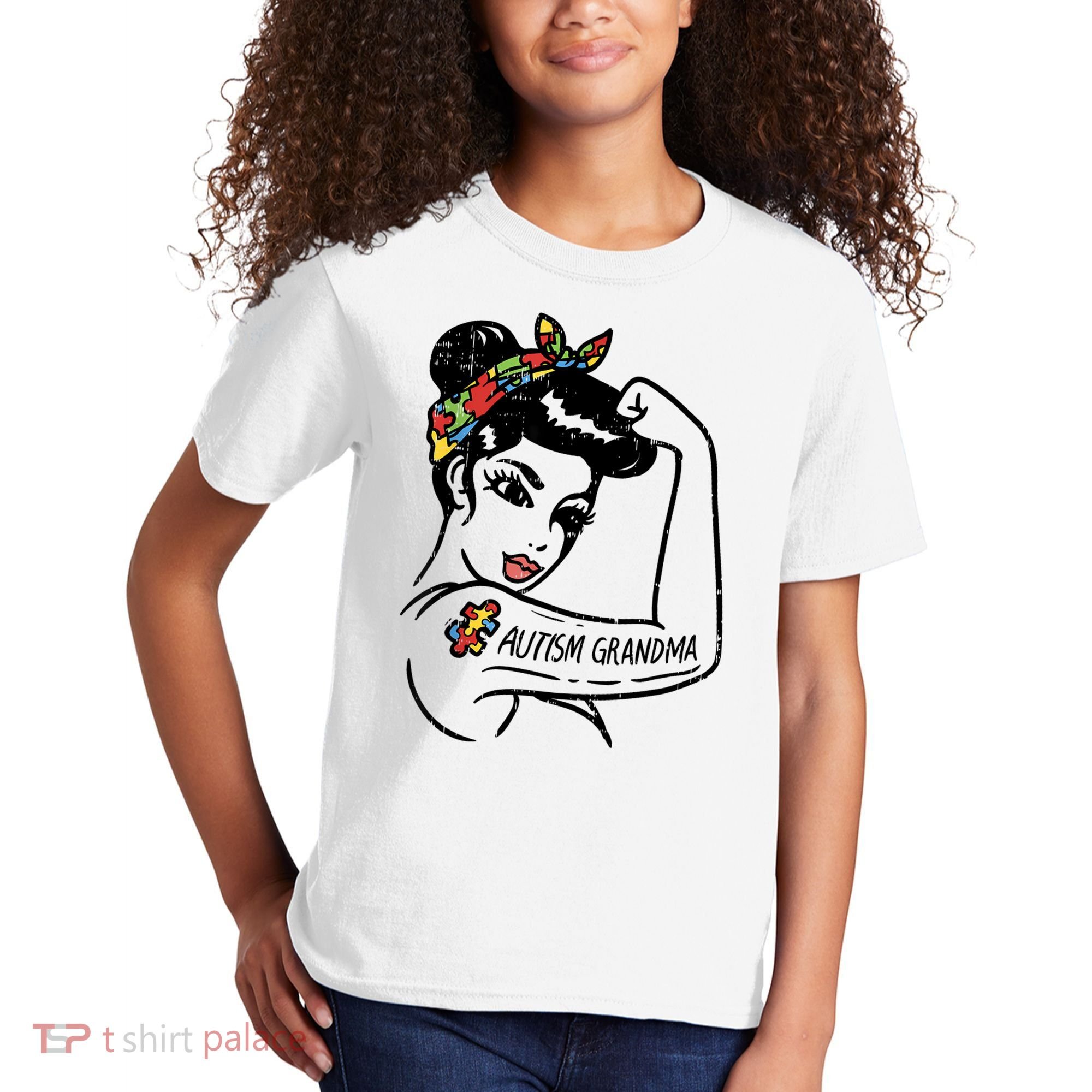 Autism   Autistic Awareness Puzzle Grandma Kids T-Shirt