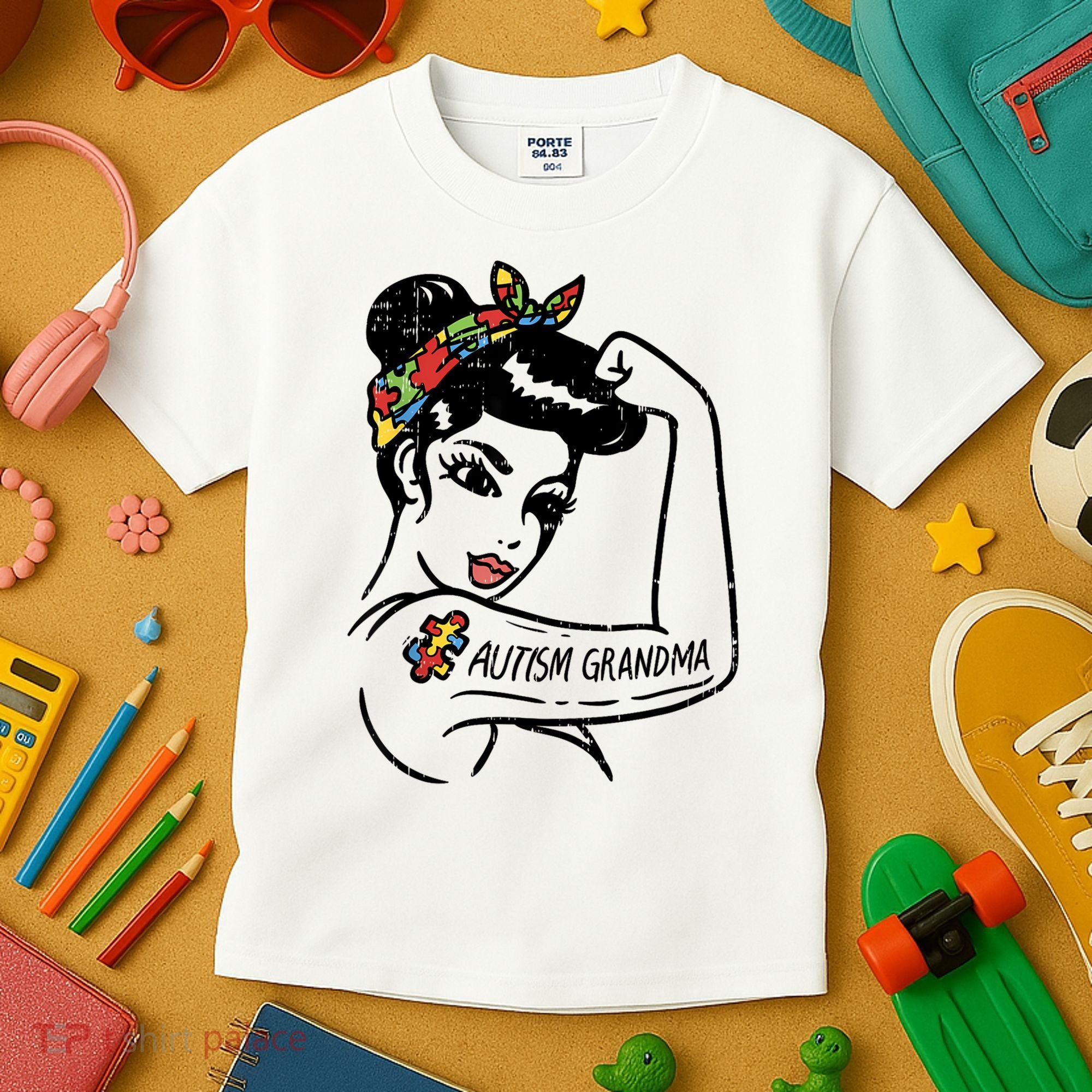 Autism   Autistic Awareness Puzzle Grandma Kids T-Shirt