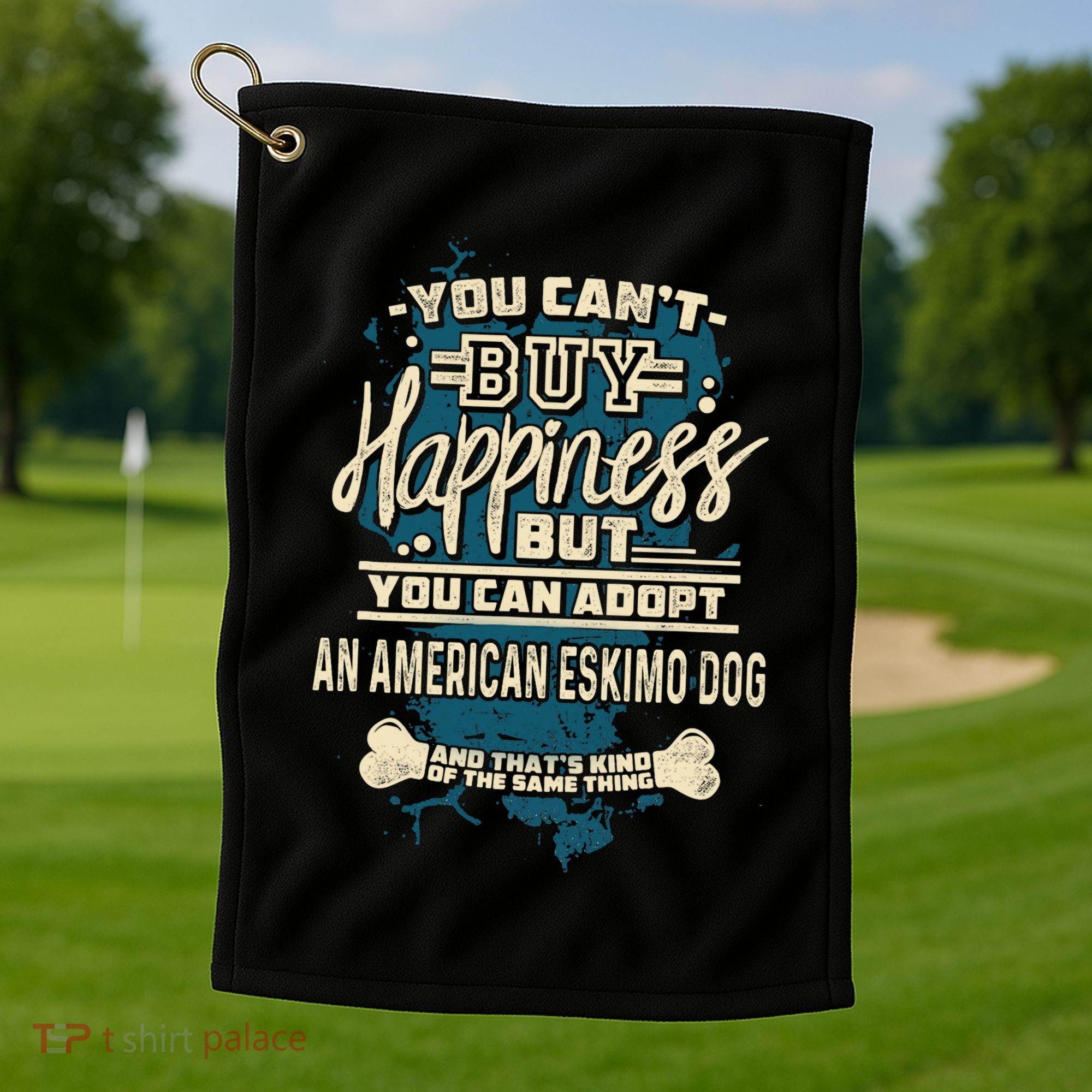 Adopt An American Eskimo Dog Rescue Dog Golf Towel