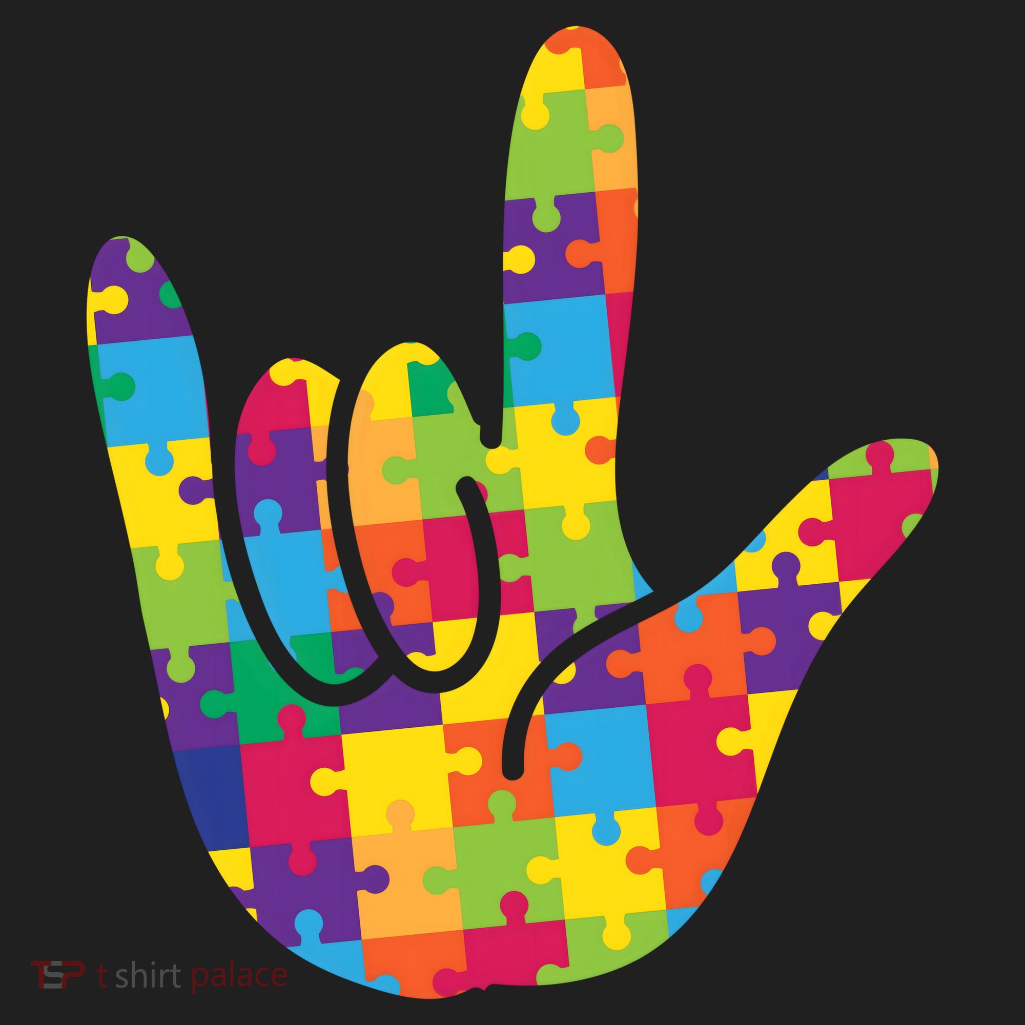 Autism Awareness ASL I Love You Puzzle Hand Beanie