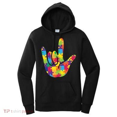 Autism Awareness ASL I Love You Puzzle Hand Women's Hoodie