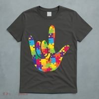 Autism Awareness ASL I Love You Puzzle Hand T-Shirt thumb 5
