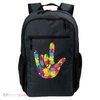 Autism Awareness ASL I Love You Puzzle Hand Backpack thumb 0