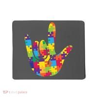 Autism Awareness ASL I Love You Puzzle Hand Mousepad thumb 0