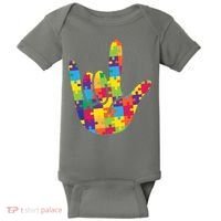 Autism Awareness ASL I Love You Puzzle Hand Baby Bodysuit thumb 0