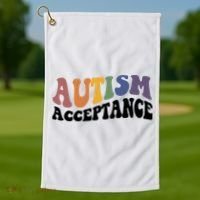 Autism Awareness Acceptance Retro Golf Towel thumb 1