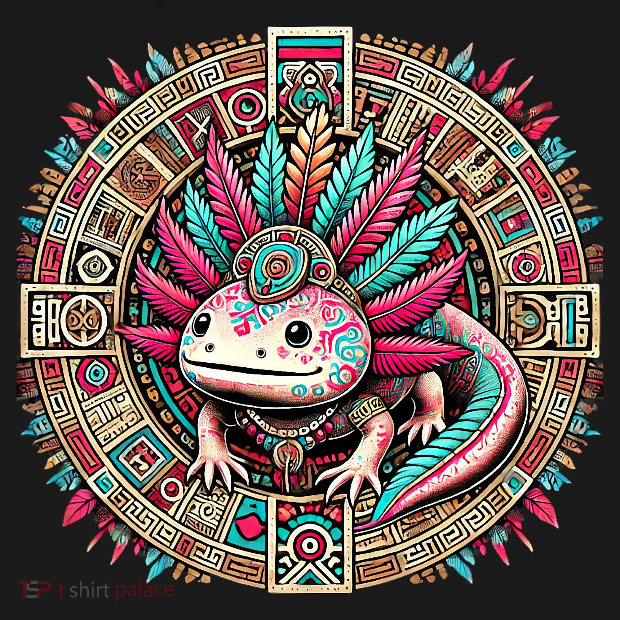 Aztec Axolotl Art Mexican Polo