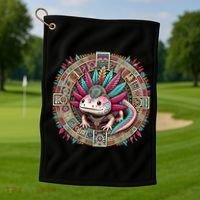 Aztec Axolotl Art Mexican Golf Towel thumb 1