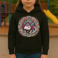 Aztec Axolotl Art Mexican Kids Hoodie thumb 3