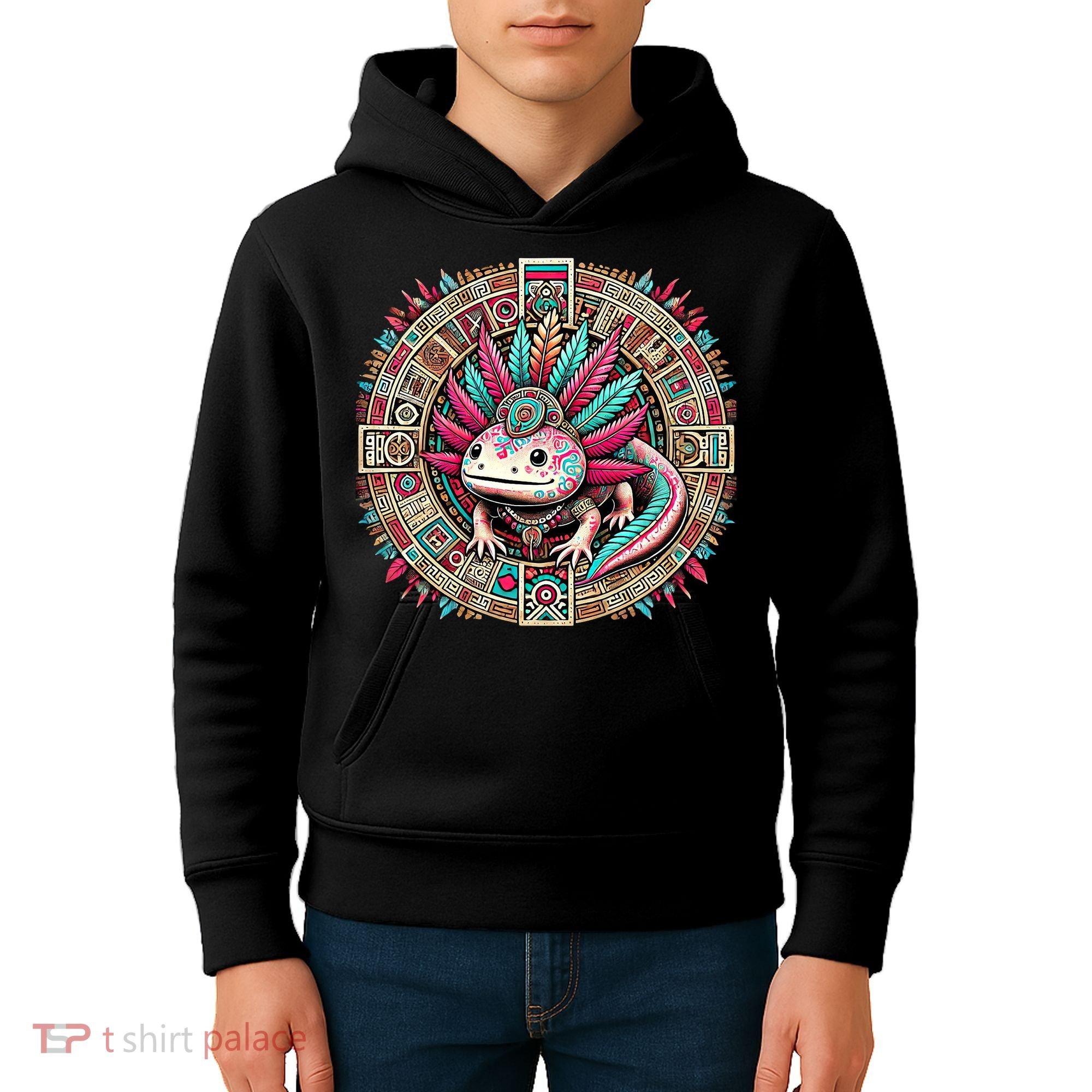 Aztec Axolotl Art Mexican Kids Hoodie