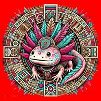 Aztec Axolotl Art Mexican Santa Hat thumb 1