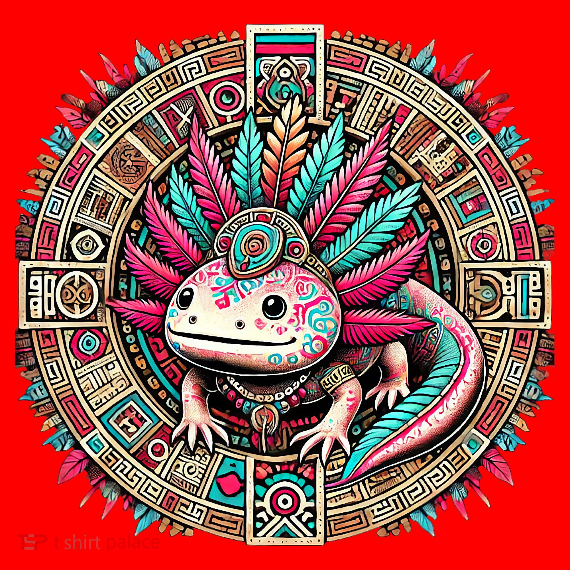 Aztec Axolotl Art Mexican Santa Hat