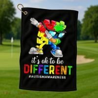 Autism Awareness Acceptance Kid Boy Its Ok To Be Different Golf Towel thumb 1