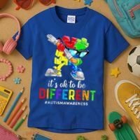 Autism Awareness Acceptance Kid Boy Its Ok To Be Different Kids T-Shirt thumb 3