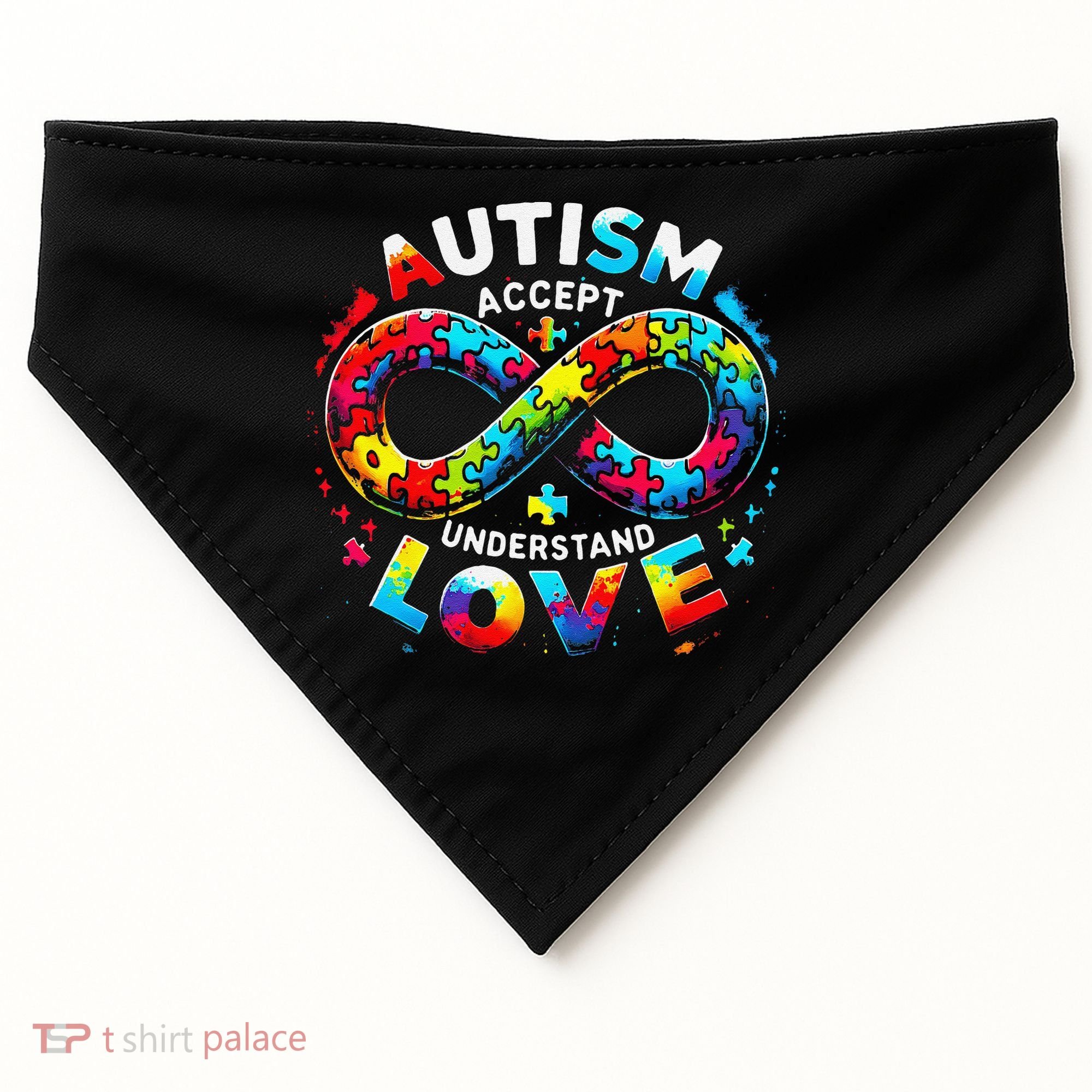 Autism Awareness Accept Understand Love Asd Support Autistic USA-Made Doggie Bandana