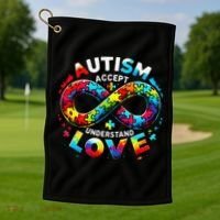 Autism Awareness Accept Understand Love Asd Support Autistic Golf Towel thumb 1