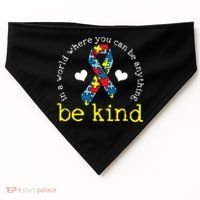 Autism Awareness Be Kind Kindness Ribbon Heart USA-Made Doggie Bandana thumb 0