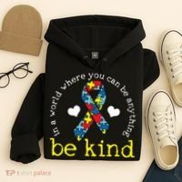 Autism Awareness Be Kind Kindness Ribbon Heart Hoodie thumb 4