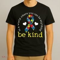 Autism Awareness Be Kind Kindness Ribbon Heart T-Shirt thumb 3