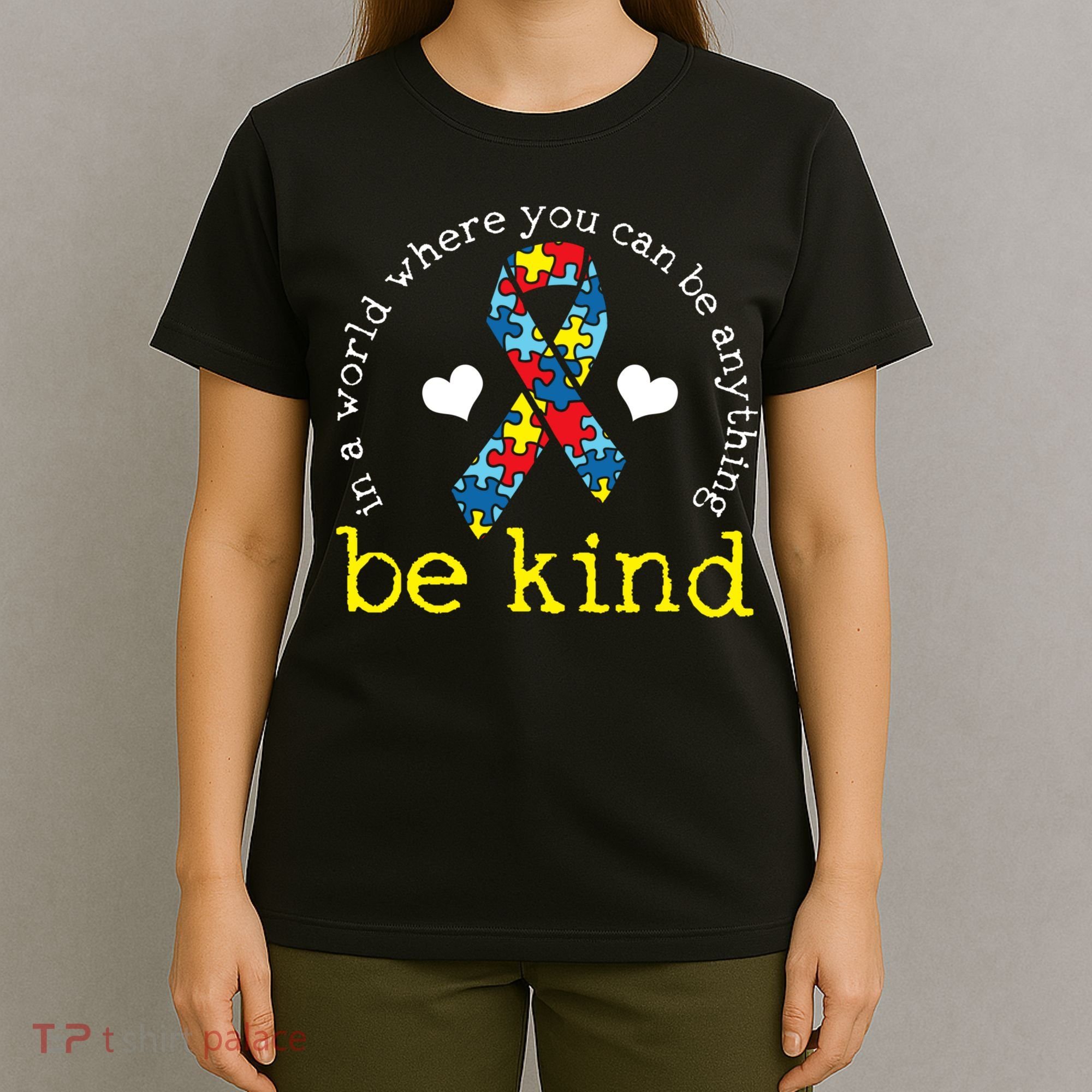 Autism Awareness Be Kind Kindness Ribbon Heart T-Shirt