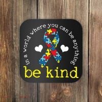 Autism Awareness Be Kind Kindness Ribbon Heart Coaster thumb 0