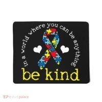 Autism Awareness Be Kind Kindness Ribbon Heart Mousepad thumb 0