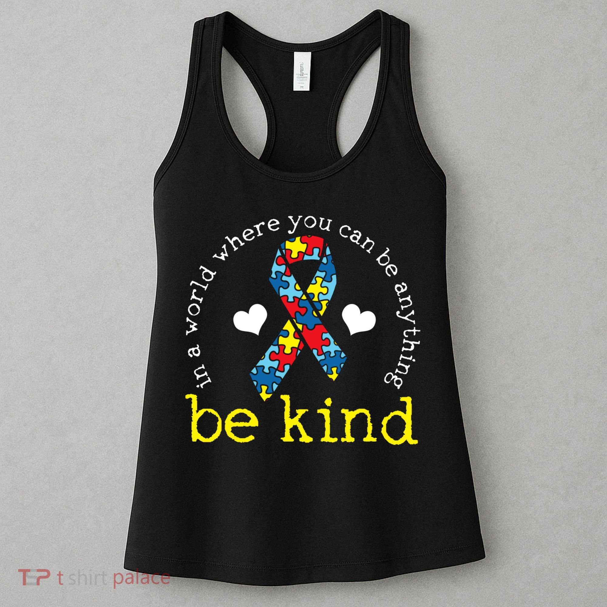 Autism Awareness Be Kind Kindness Ribbon Heart Women's Tank Top