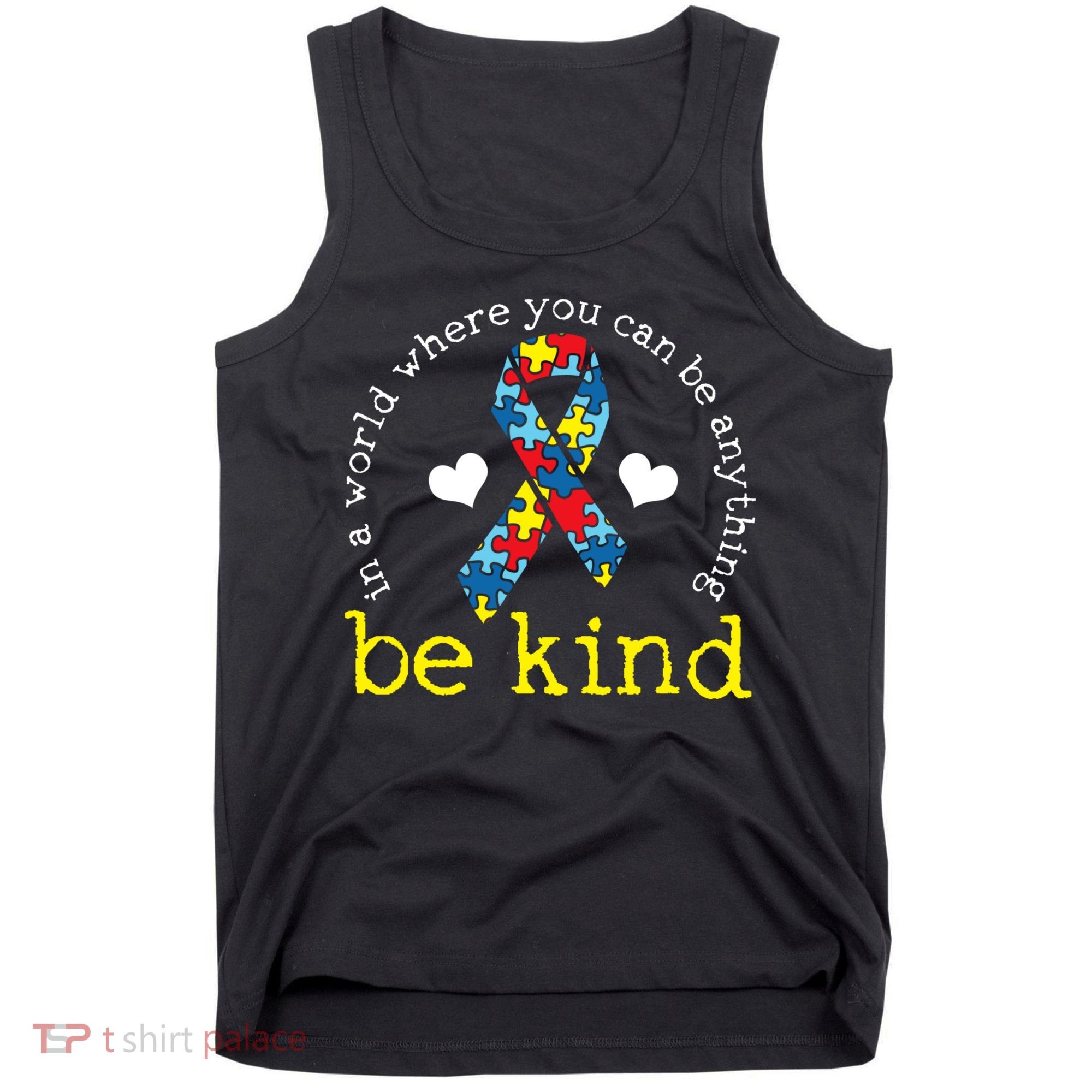Autism Awareness Be Kind Kindness Ribbon Heart Tank Top