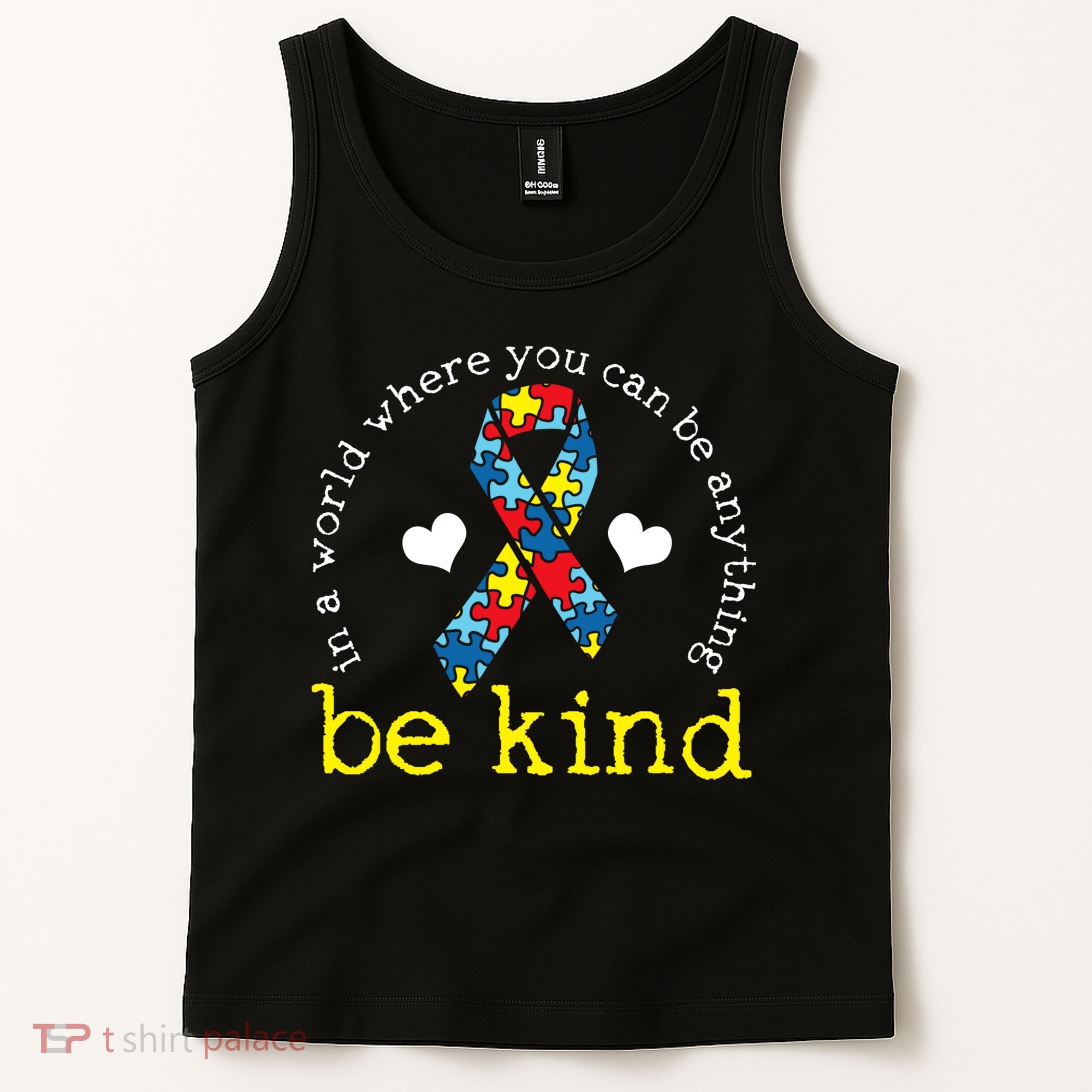Autism Awareness Be Kind Kindness Ribbon Heart Tank Top