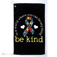 Autism Awareness Be Kind Kindness Ribbon Heart Golf Towel thumb 0