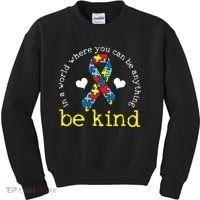 Autism Awareness Be Kind Kindness Ribbon Heart Kids Sweatshirt thumb 0