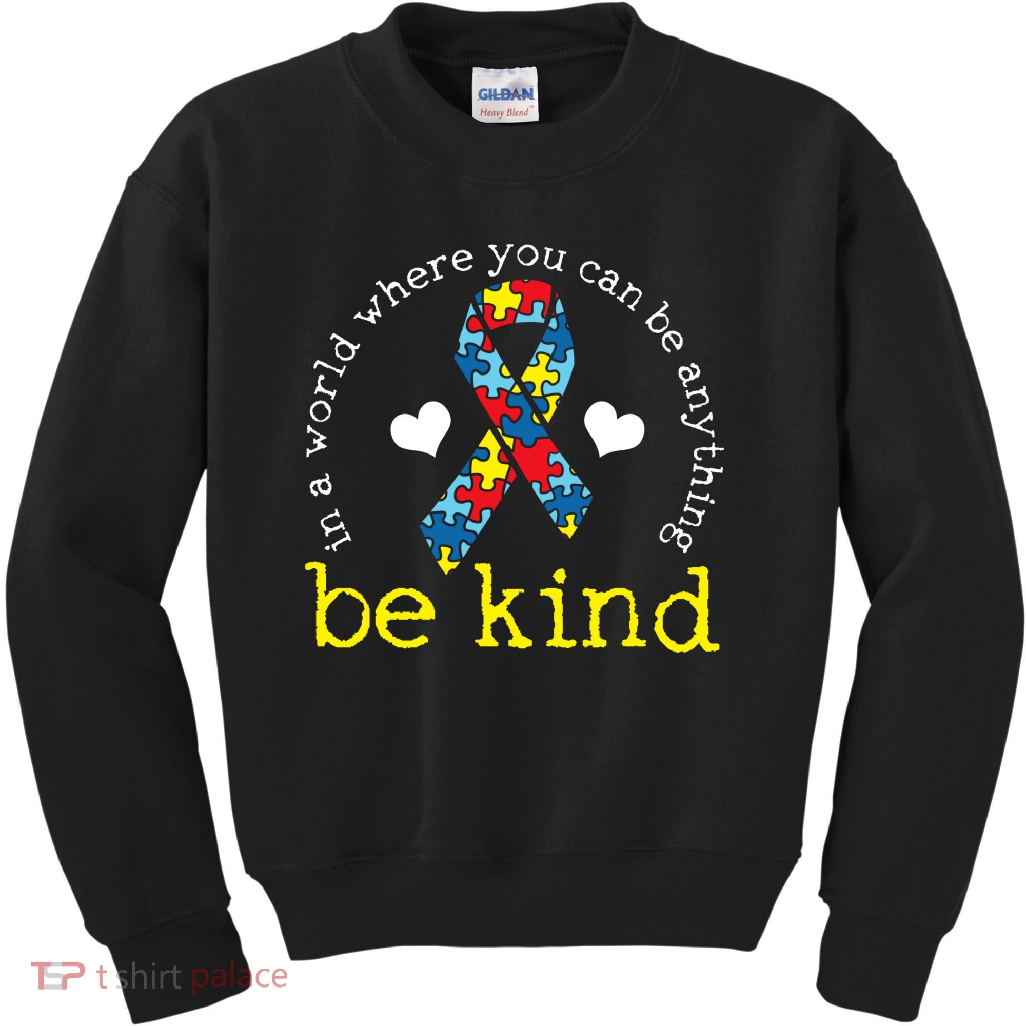 Autism Awareness Be Kind Kindness Ribbon Heart Kids Sweatshirt