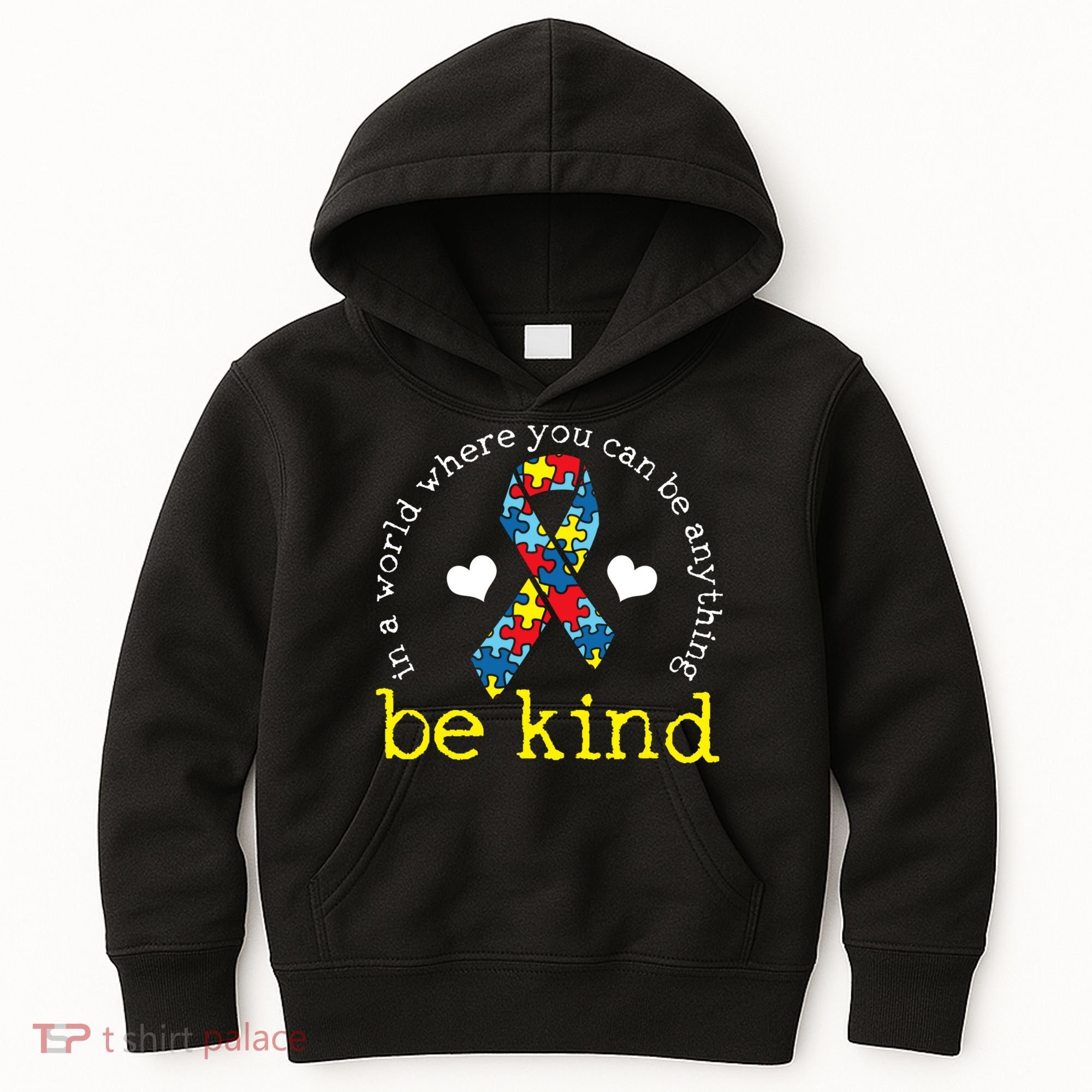 Autism Awareness Be Kind Kindness Ribbon Heart Kids Hoodie