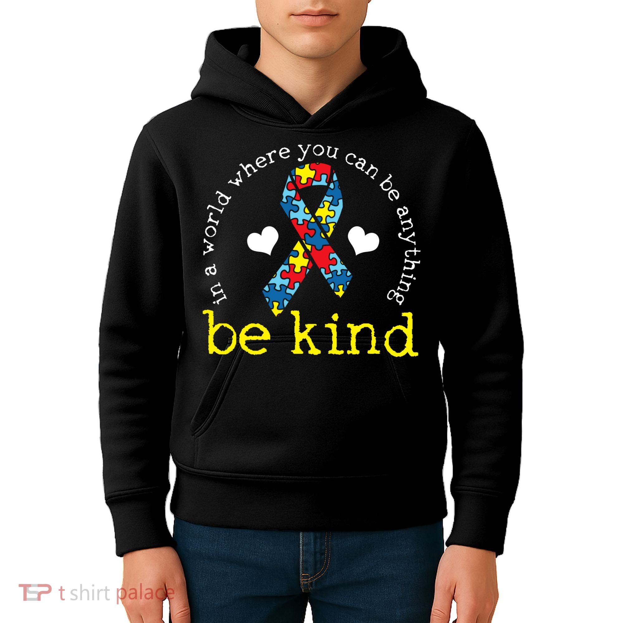 Autism Awareness Be Kind Kindness Ribbon Heart Kids Hoodie