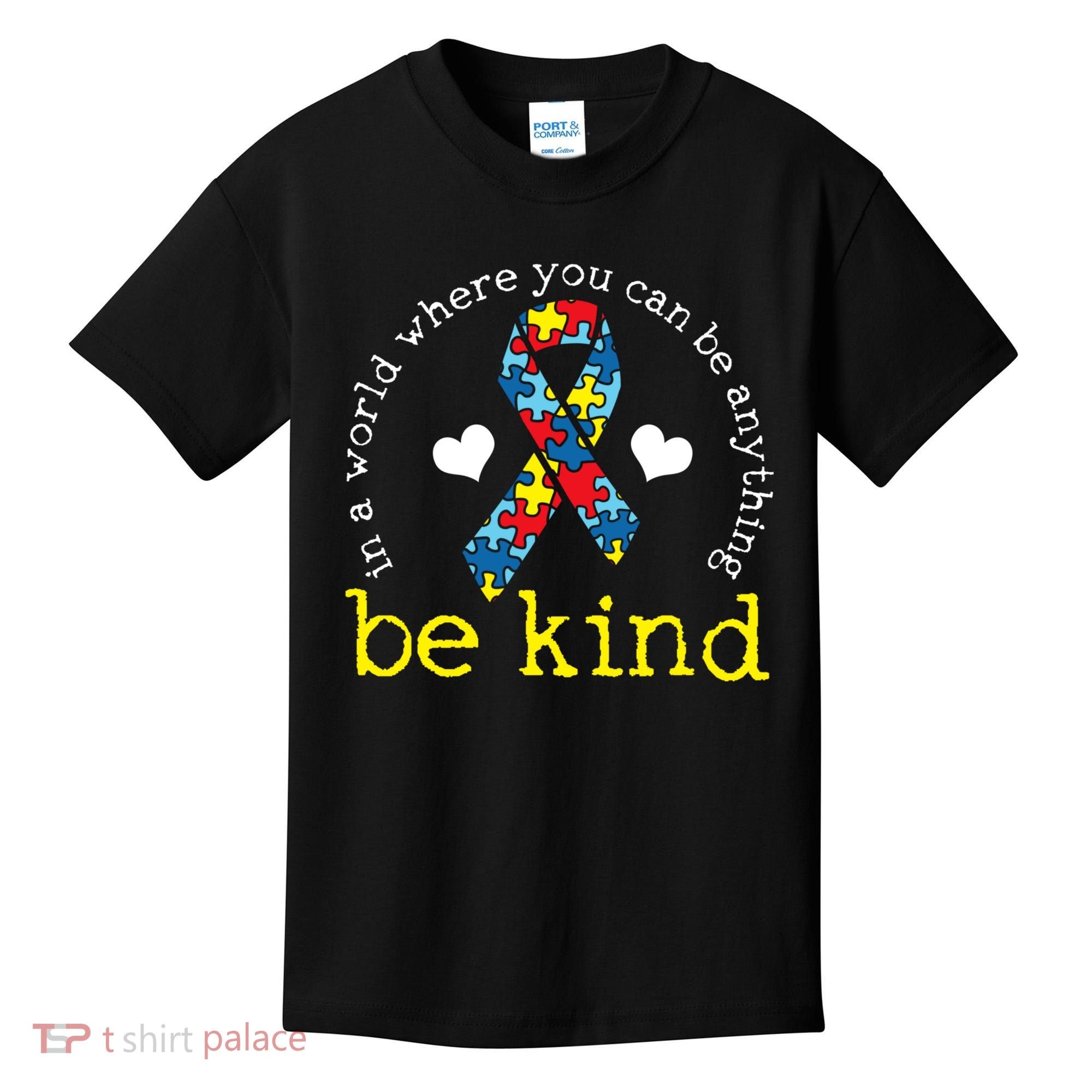 Autism Awareness Be Kind Kindness Ribbon Heart Kids T-Shirt