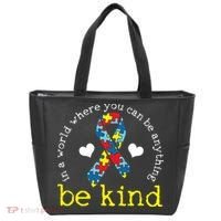 Autism Awareness Be Kind Kindness Ribbon Heart Tote Bag thumb 0