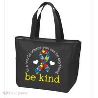 Autism Awareness Be Kind Kindness Ribbon Heart Tote Bag thumb 3